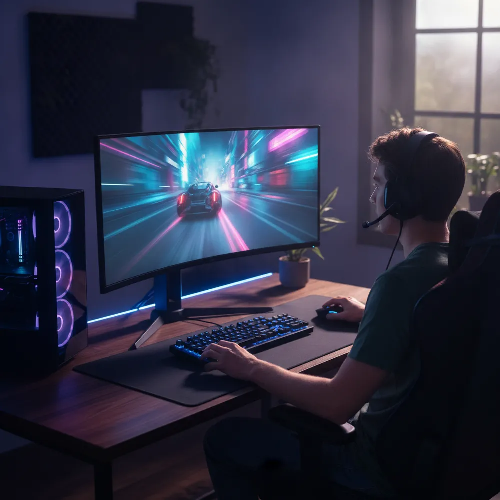 Écran gaming haute fréquence affichant un jeu fluide