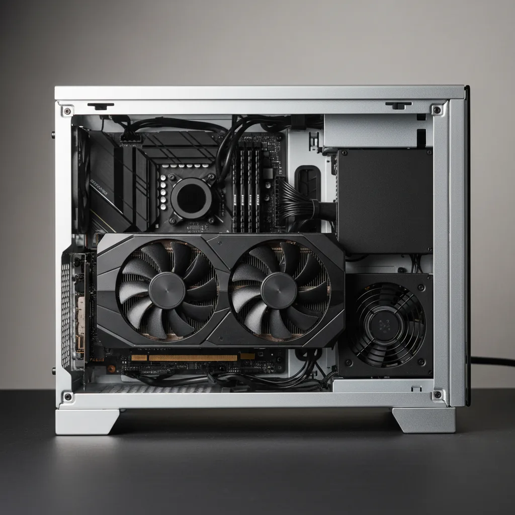 Carte graphique Intel Arc Battlemage B770 installée dans un boîtier PC ouvert